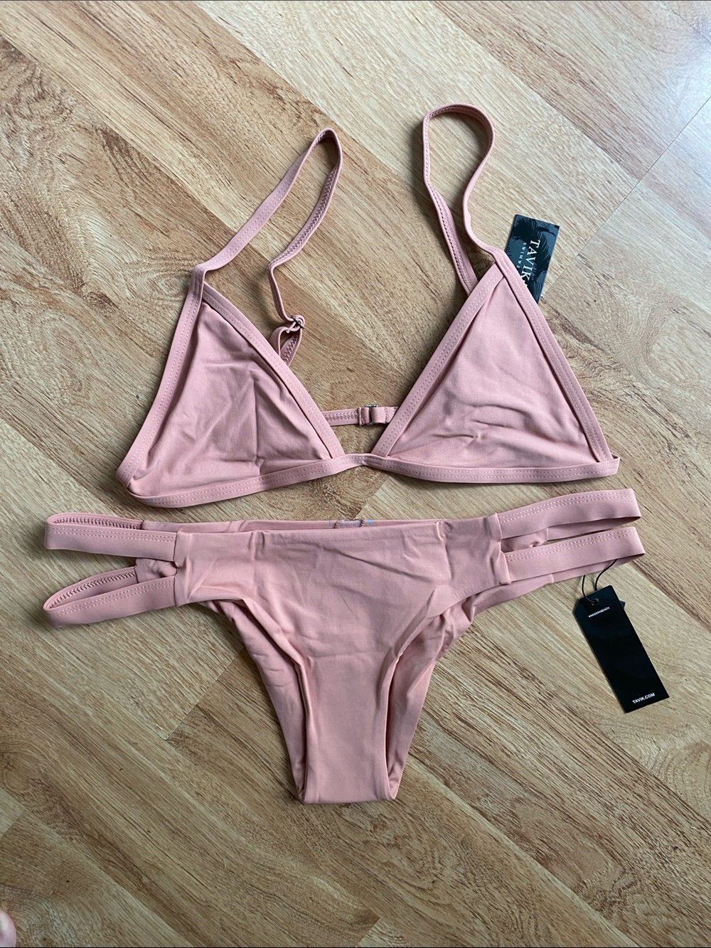 Tavik Dusty Rose Strappy Triangle Bikini Set NWT